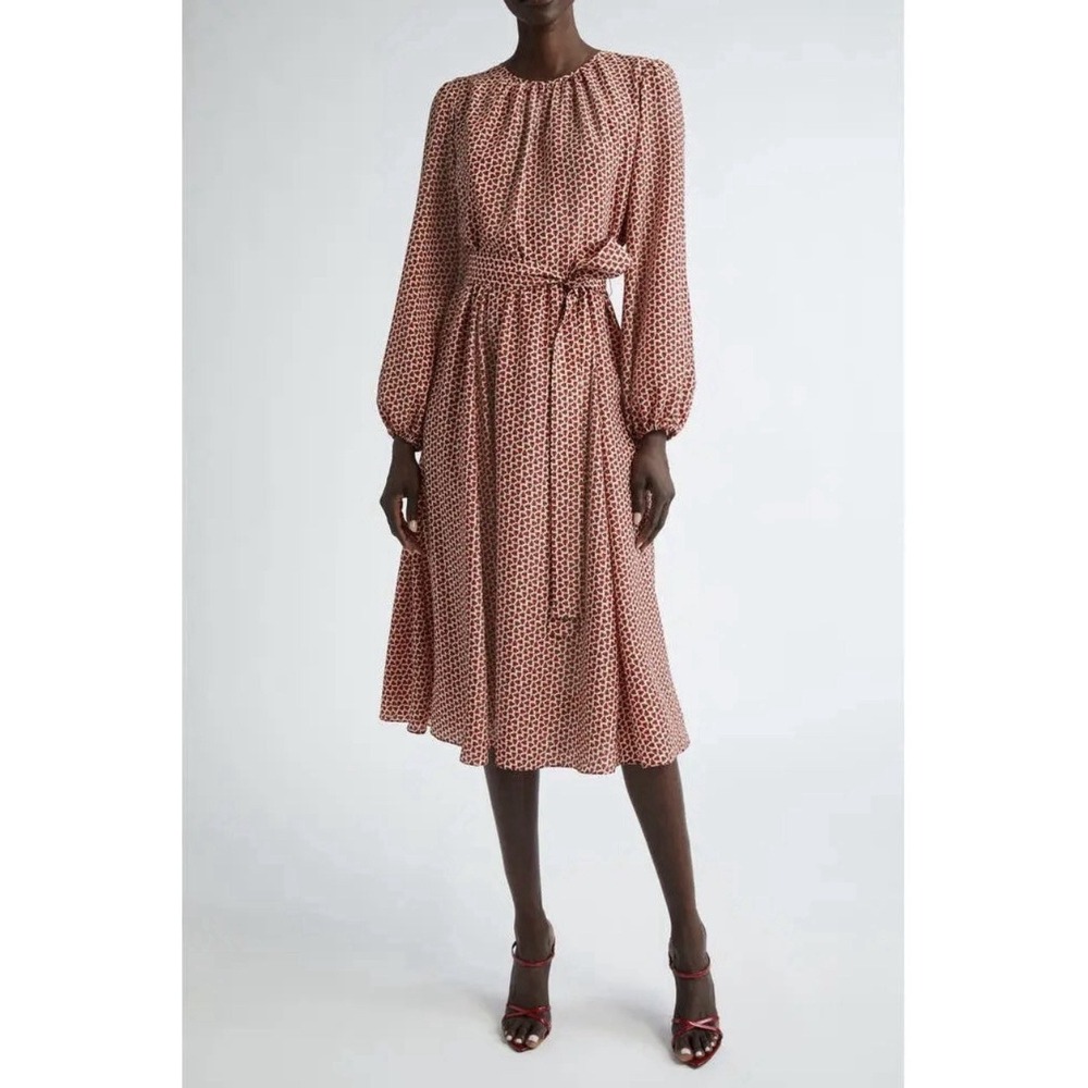 Carolina Herrera New York Ladybug Print Long Sleeve Belted Dress Sz 12 $2690 NWT - Picture 2 of 15